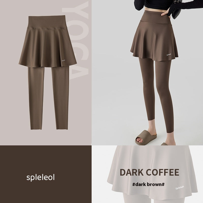 Yoga Culottes til kvinder, Høj Talje, Hofte Løft, Overtøj, Forår og Efterår, Tynd, Falsk To-delt Skort