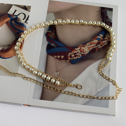 Simple Four Seasons Versatile Beaded Women's Metal Waist Chain