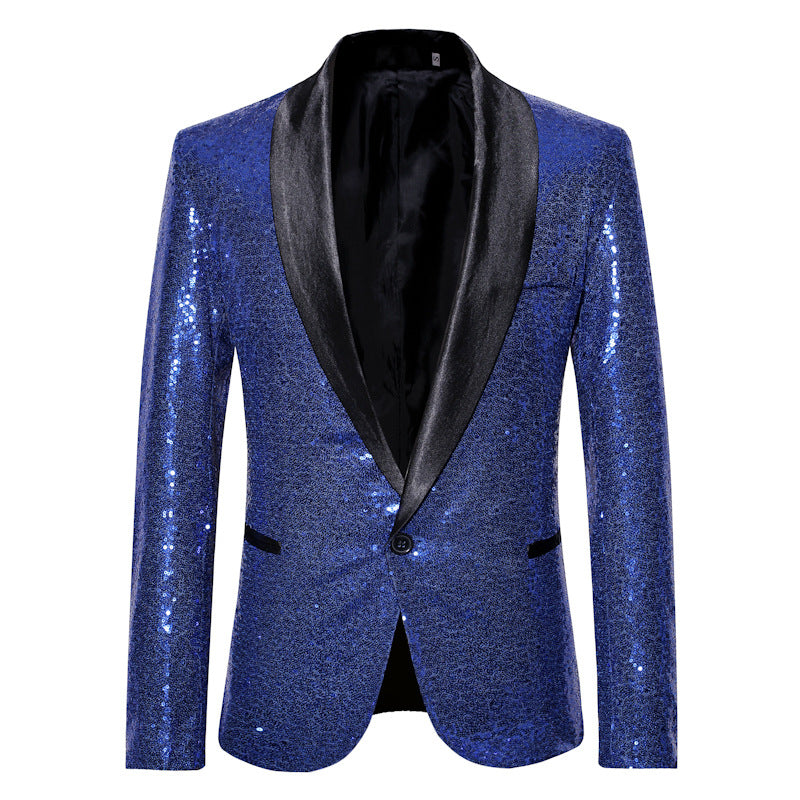 Men's Personality Solid Color Sequins Show Suit Jacket