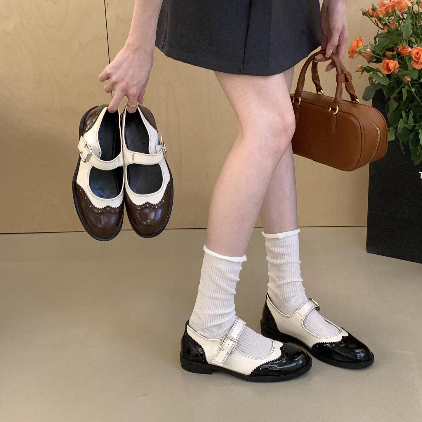 Chunky Heel Retro Minority Mary Jane Leather Shoes