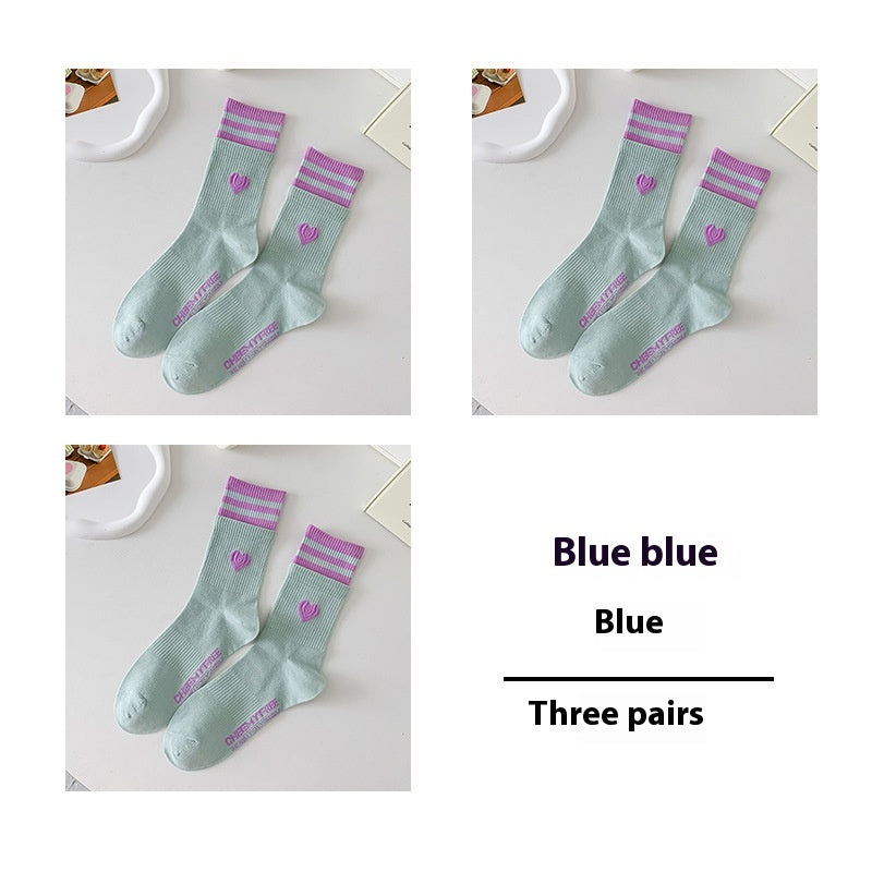 Women's Patchwork Striped Printed Mid Length Socks