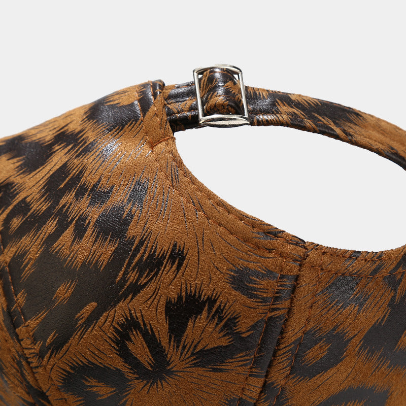 Leopard Pattern Leather Baseball Cap Autumn And Winter