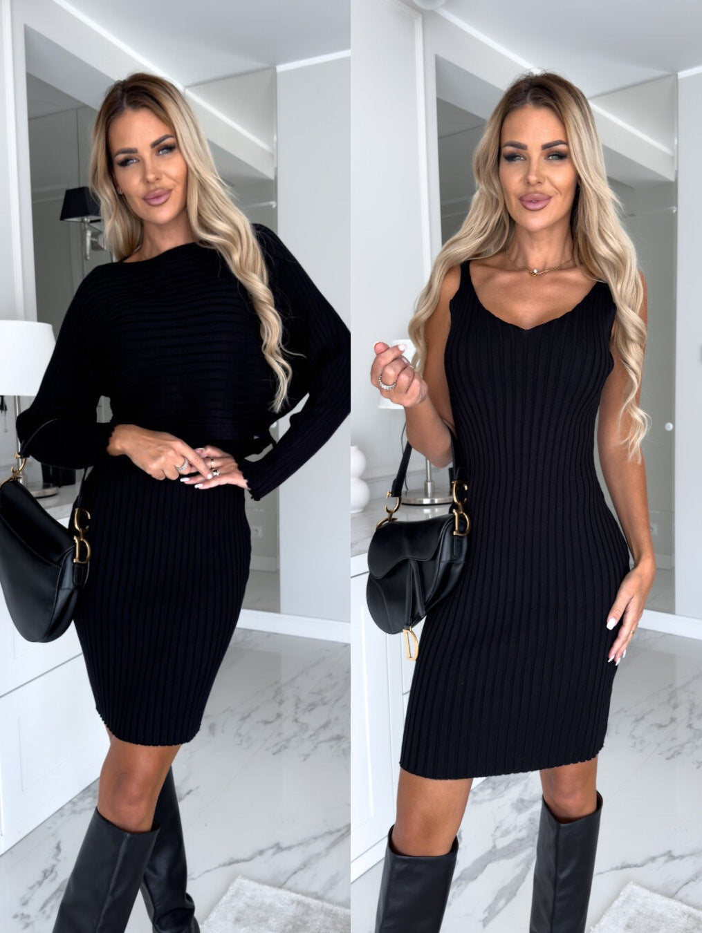 Fashion Long Sleeve Top Suspender Skirt