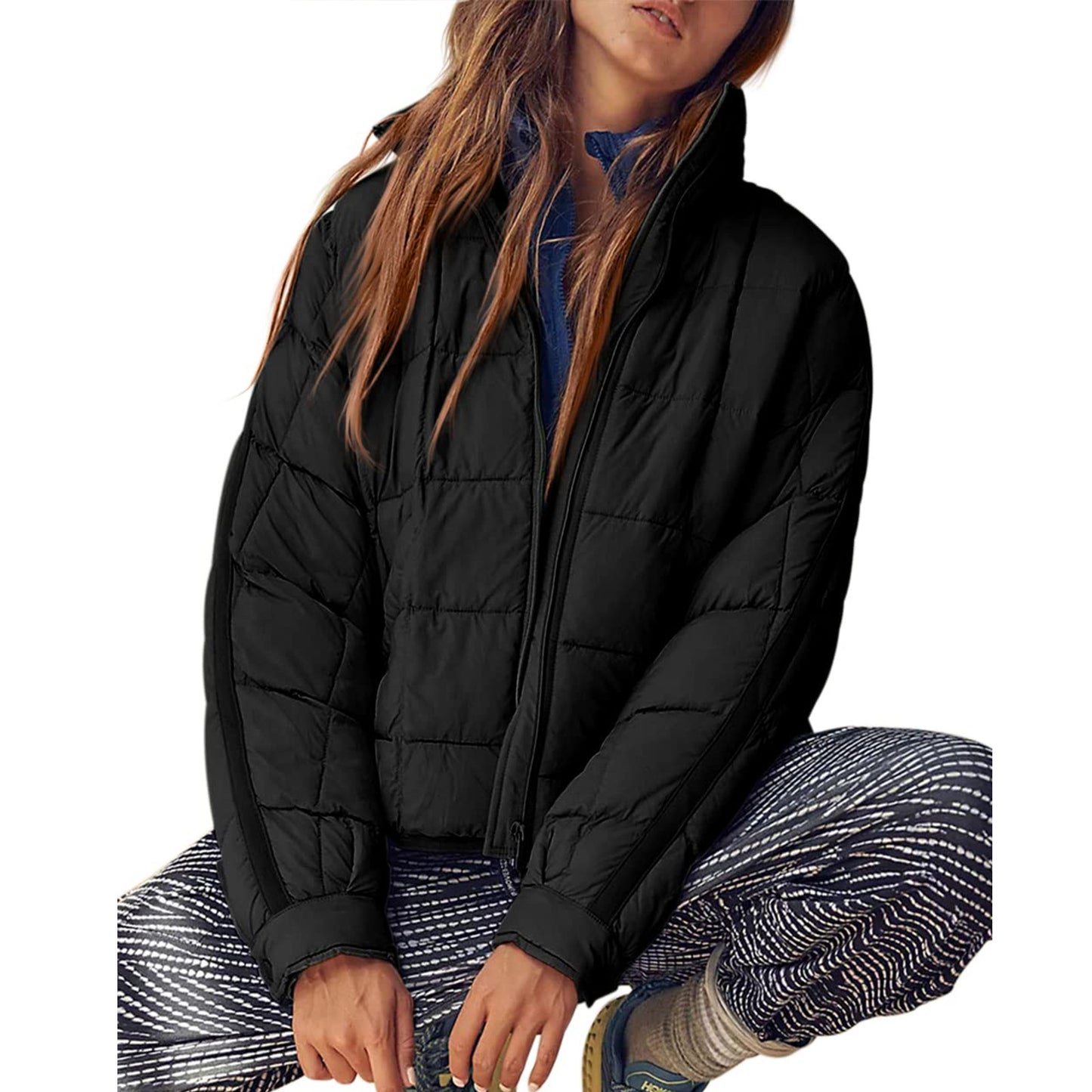 Women's Solid Color Zipper Casual Button Coat