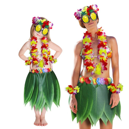 Party Hawaii Simulated Leaves Skirt Suit Dress Up Clothes