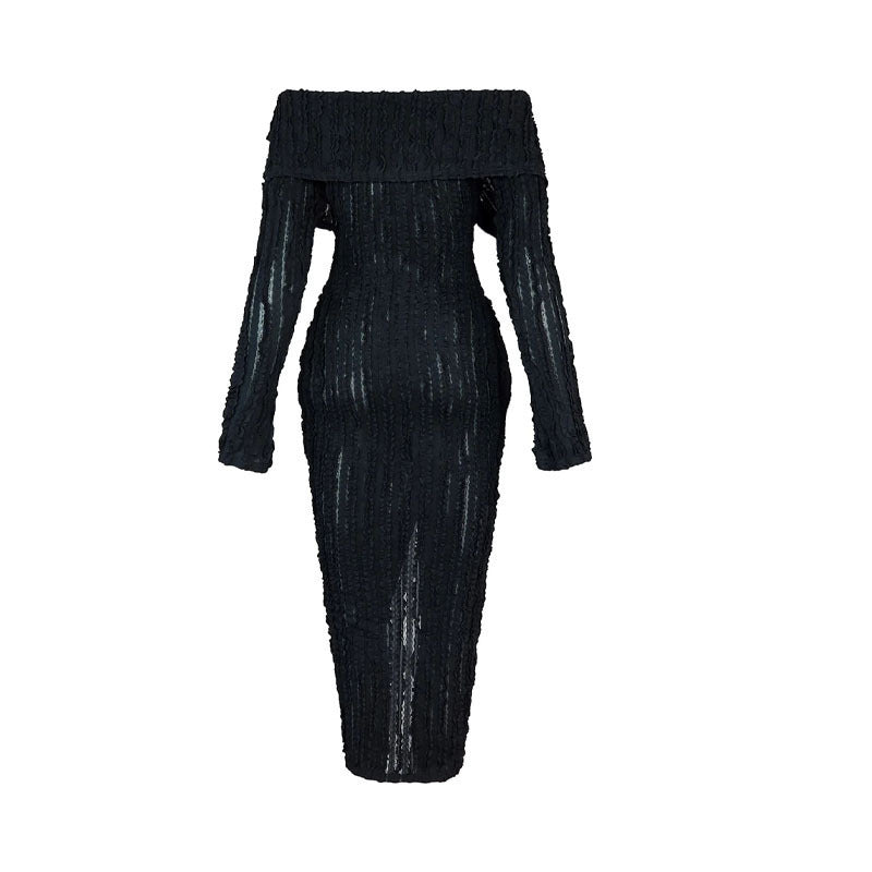 Stylish And Elegant Off-shoulder Long-sleeve Dress