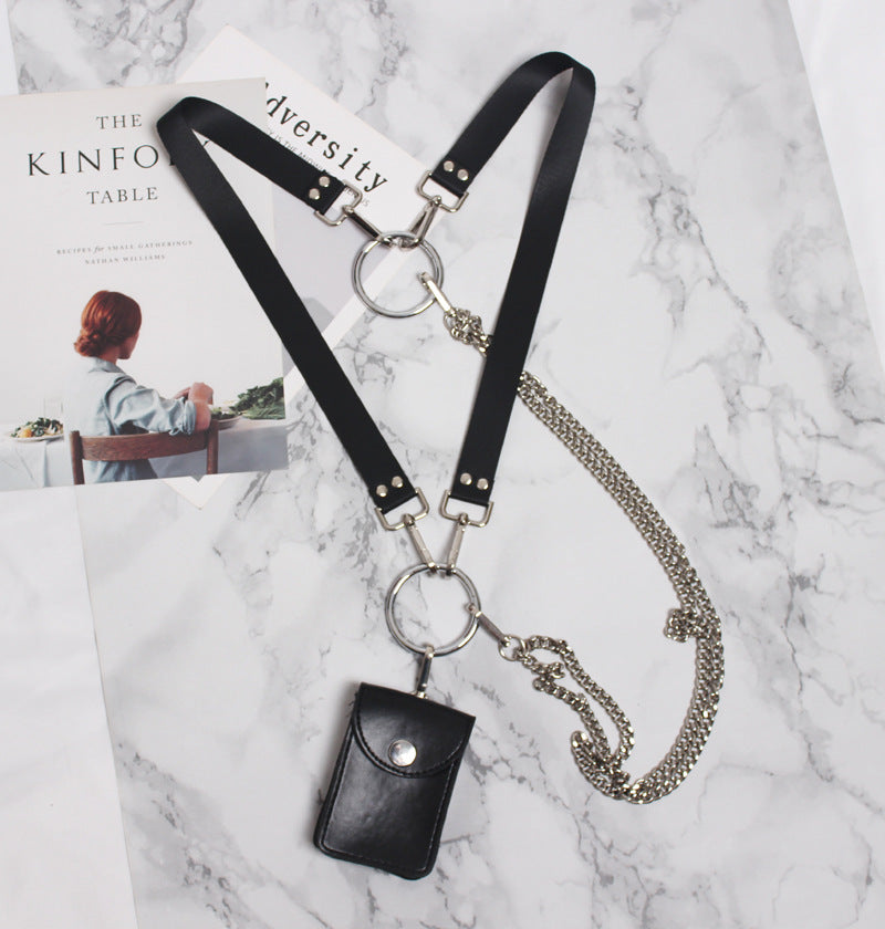 Mini aftagelig metal kæde crossbody halter dobbeltanvendelig taske