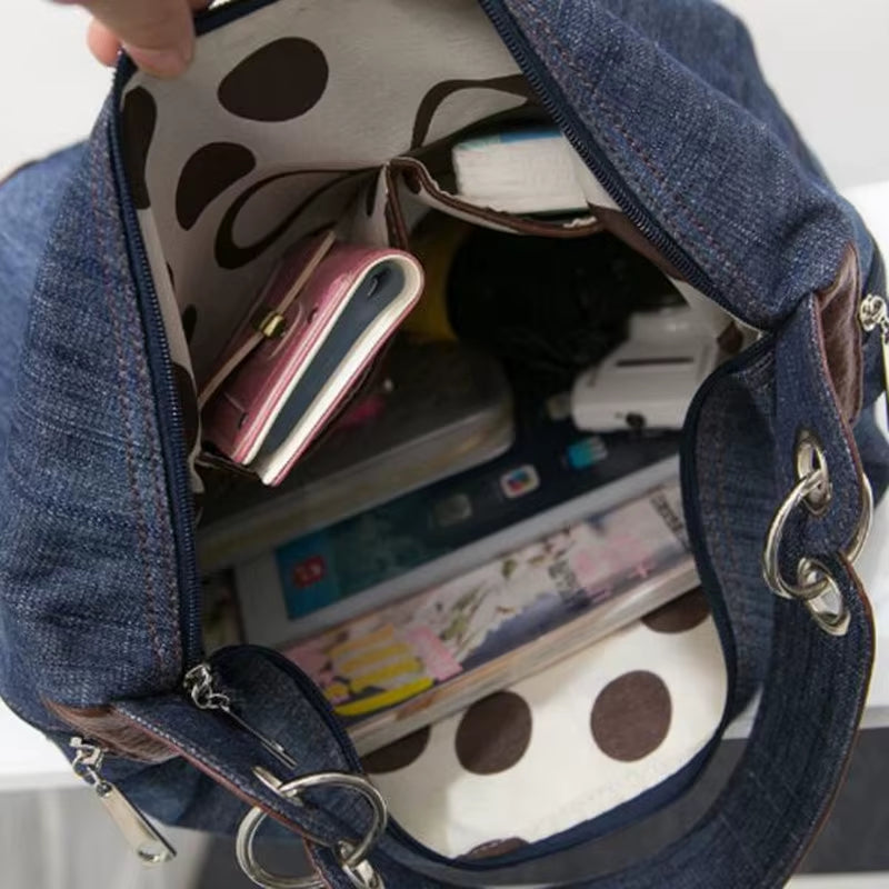 2025 Luxury Women's Denim Handbag - Oversized Blue Jean Tote and Crossbody Shoulder Bag