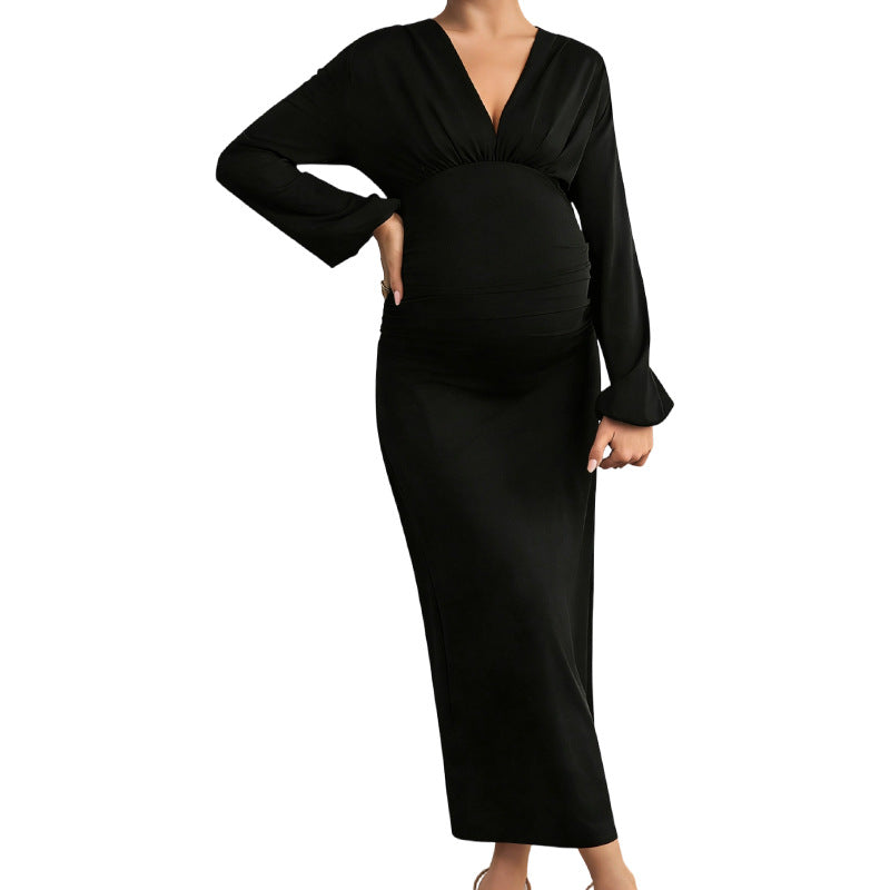 Maternity Pleats Sheath Long Skirt