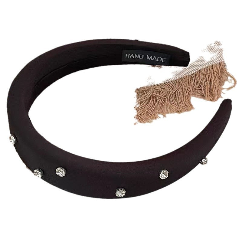 Women's Outdoor All-matching-type High Skull Top Sponge Headband With Drill