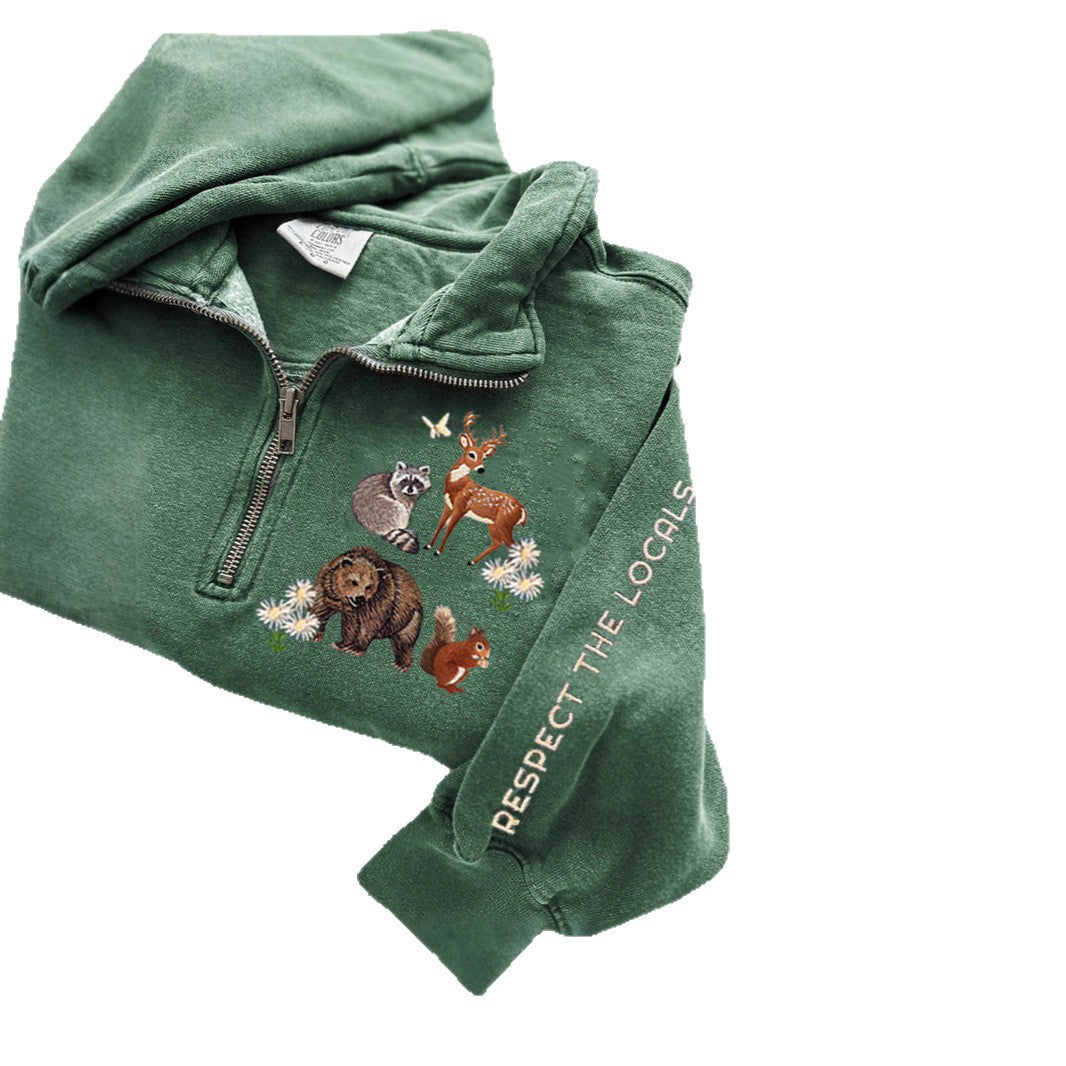 Lapel Half-zip Long-sleeve Casual Hoodie