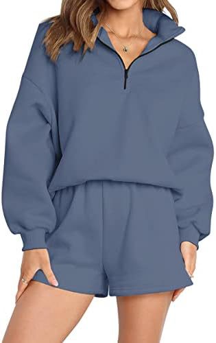 Women's Casual Three-quarter Pants Solid Color Sweatshirt Two-piece Set