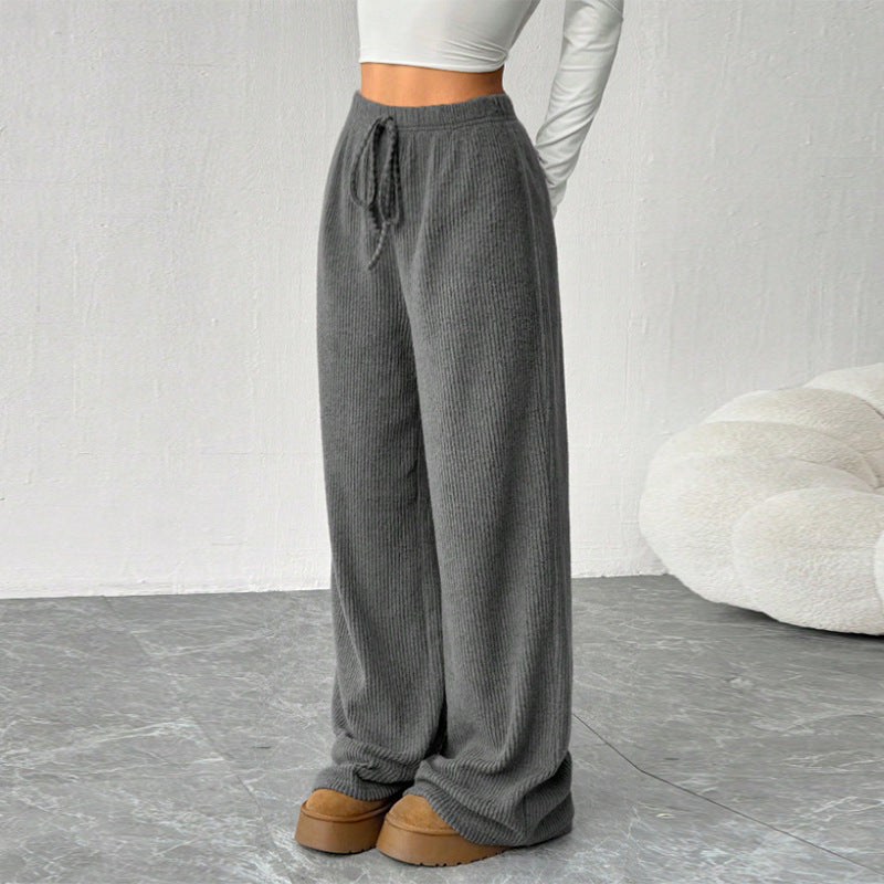 Loose-fitting Straight-leg Wide-leg Pants With A Tie Waist