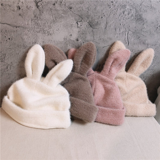 Plush Knit Beret With Rabbit Ears