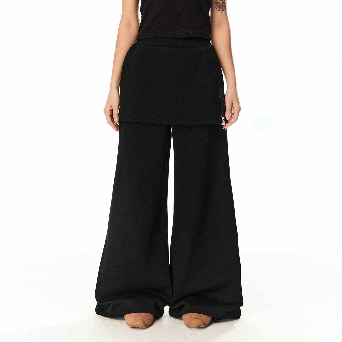Retro Low Waist Fake Two-piece Loose Casual Wide Leg Track Pants