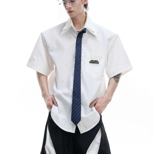 Retro Tie-inspired Design Short Sleeves
