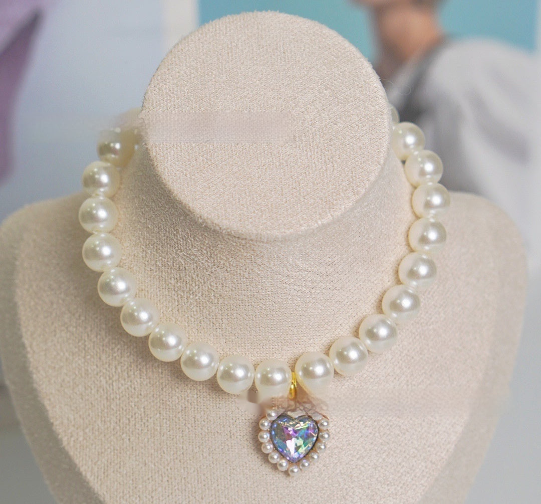 Pearl Necklace Love Gem Cat Collar