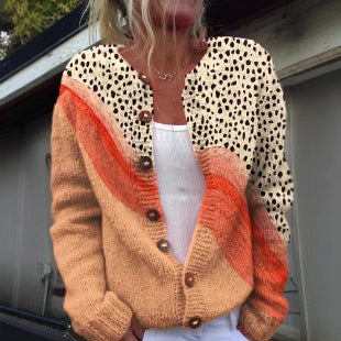 New Geometric 3D Digital Printing Cardigan Sweater