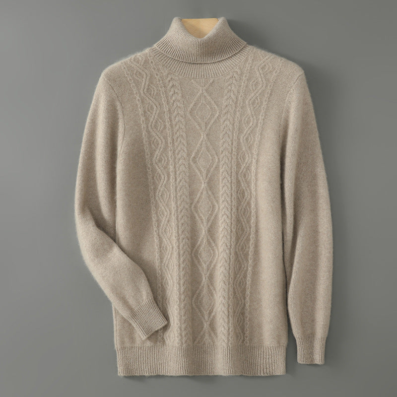 Business-casual High-neck Jacquard Thickened Loose-fitting Pullover Sweater