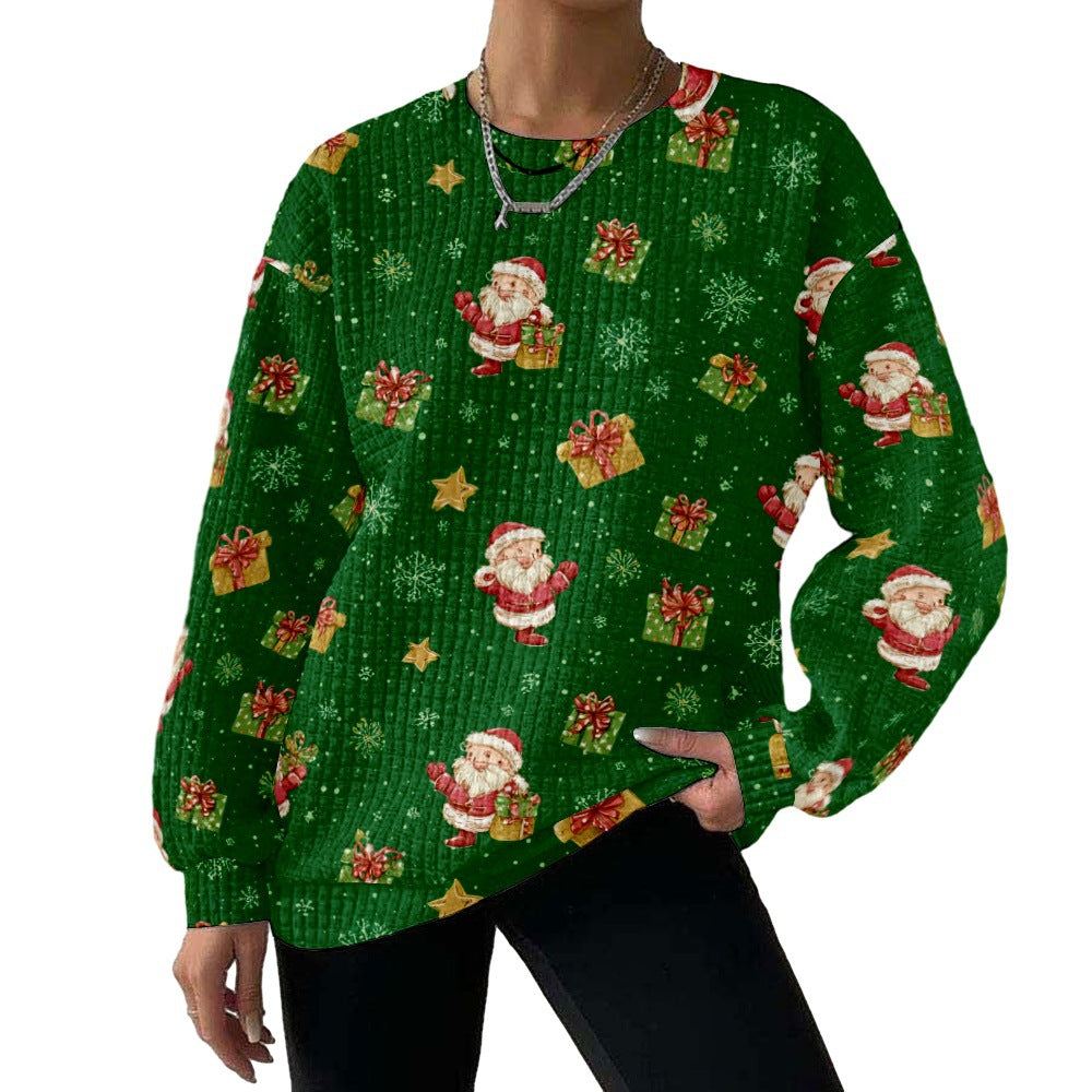 Digital Printing Pattern Shading Fashion Trend Round Neck Long Sleeve Sweater