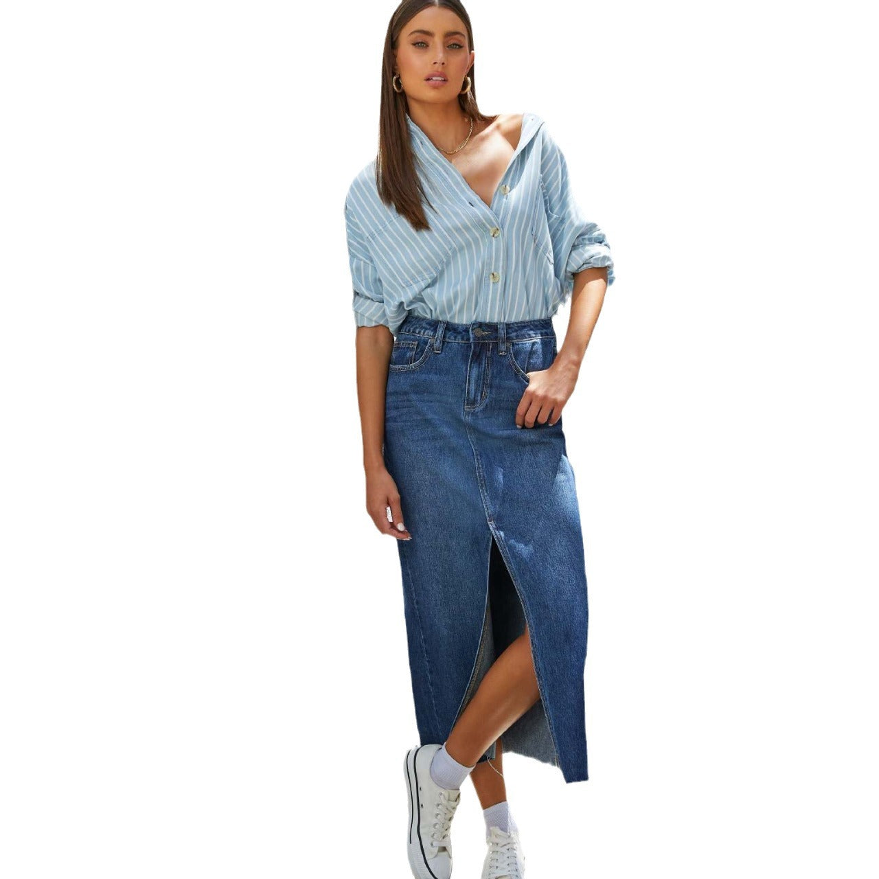 Dame Mode Slankende Denim Nederdel