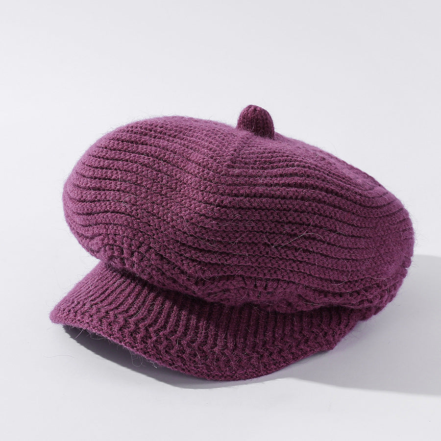 Middle-aged And Elderly Women's Velvet Solid Color Knitted Rabbit Fur Hat