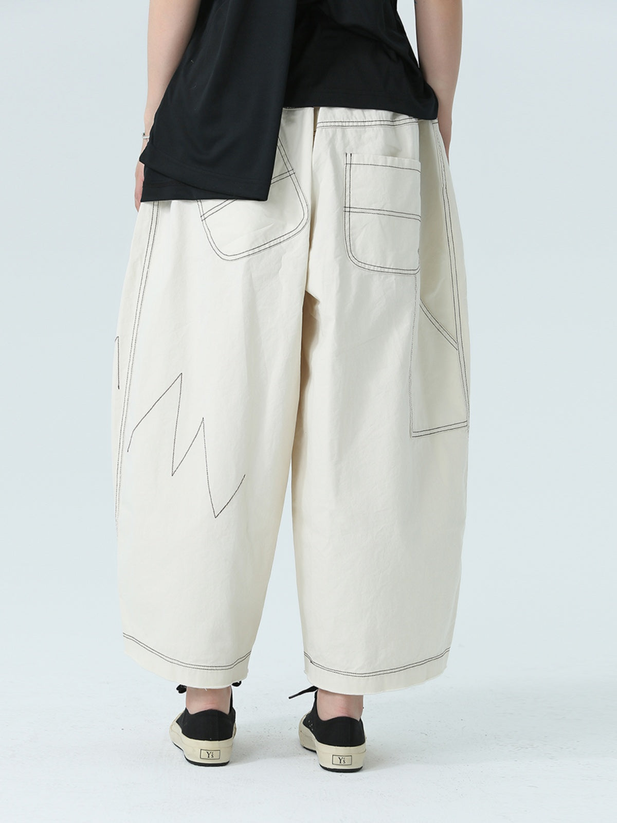 Loose Artistic Wind Line Cropped Wide-leg Pants