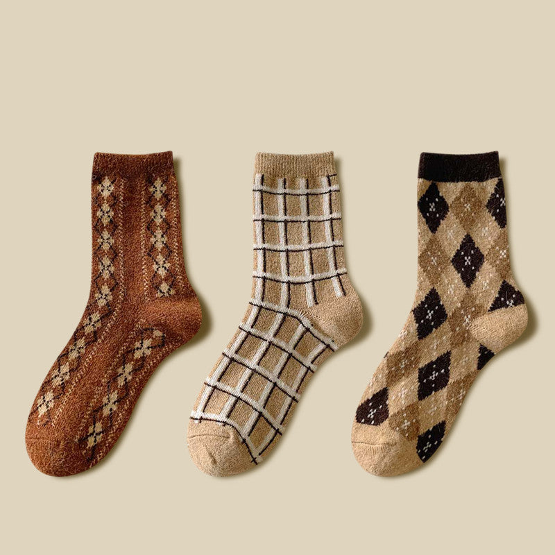 Thick Socks Women's Pure Cotton Tide Medium Tube Cute Plus Velvet