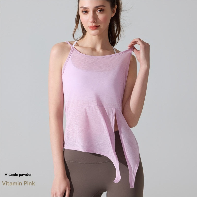 Yoga Sweat-Absorbing Breathable Sleeveless Slit Sports Camisole