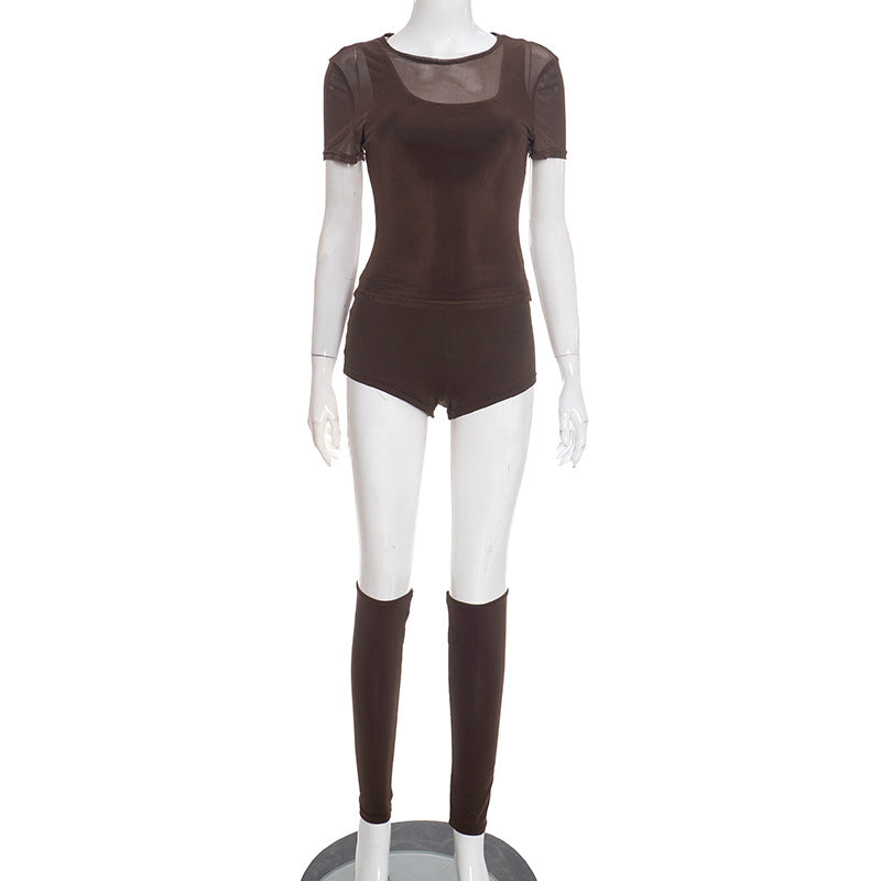 Short-sleeve Shorts Leg Warmers Four-piece Set