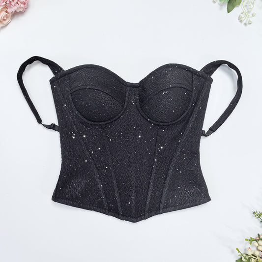 Wool And Wool-blend Camisole Wrap Top For Outerwear In Solid