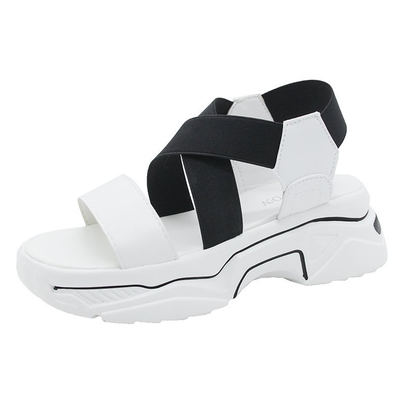 Color-blocking Crossover Simple Beach Sandals For Outer Wear