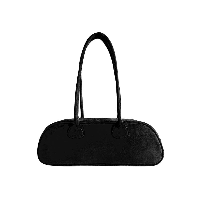 New Large Capacity Shoulder Niche Vintage Suede Baguette Underarm Bag