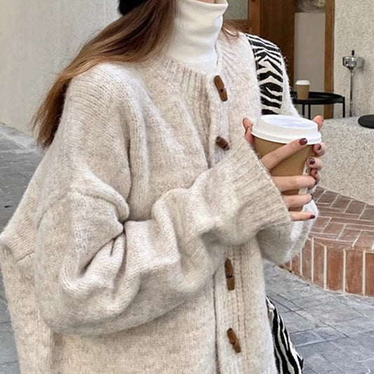 Idle Style Knitted Cardigan Outerwear Top