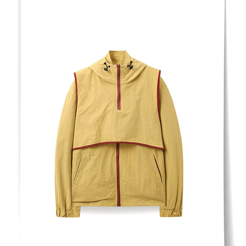 Hooded Fake Two Pieces Mountaineering Outdoor Set Men