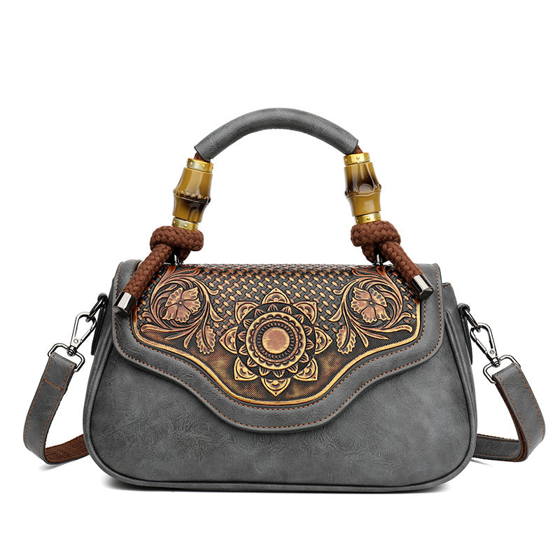 Handcrafted Leather-Embossed Retro Crossbody Bag