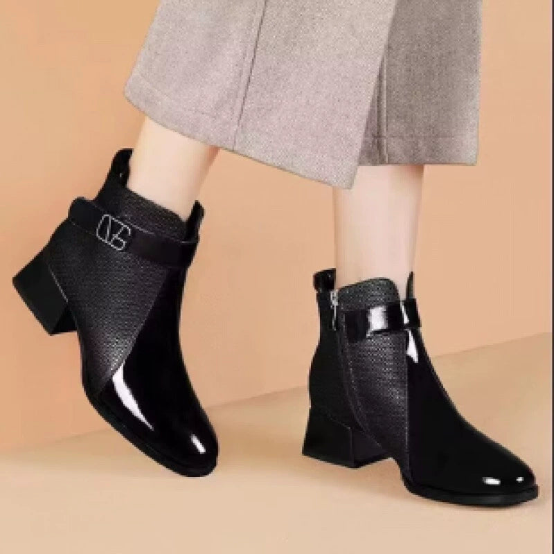 Autumn And Winter New Chunky Heel Pointed-toe Fashion Ankle Boots