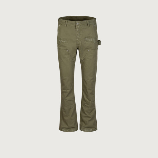 Trousers Unisex Washed Distressed Army Green Jeans