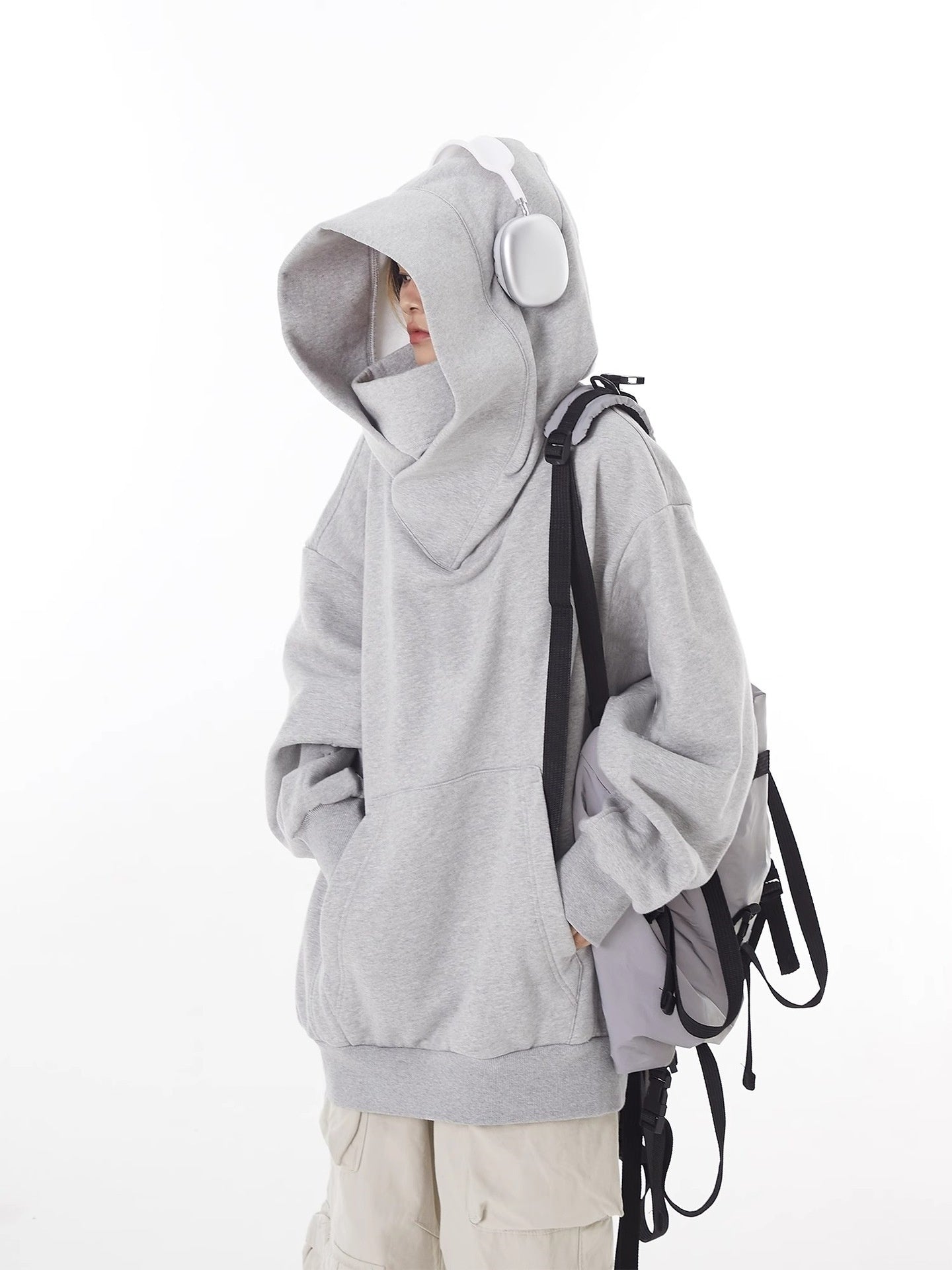 Loose High Collar Hooded Fleece Lined Sweater