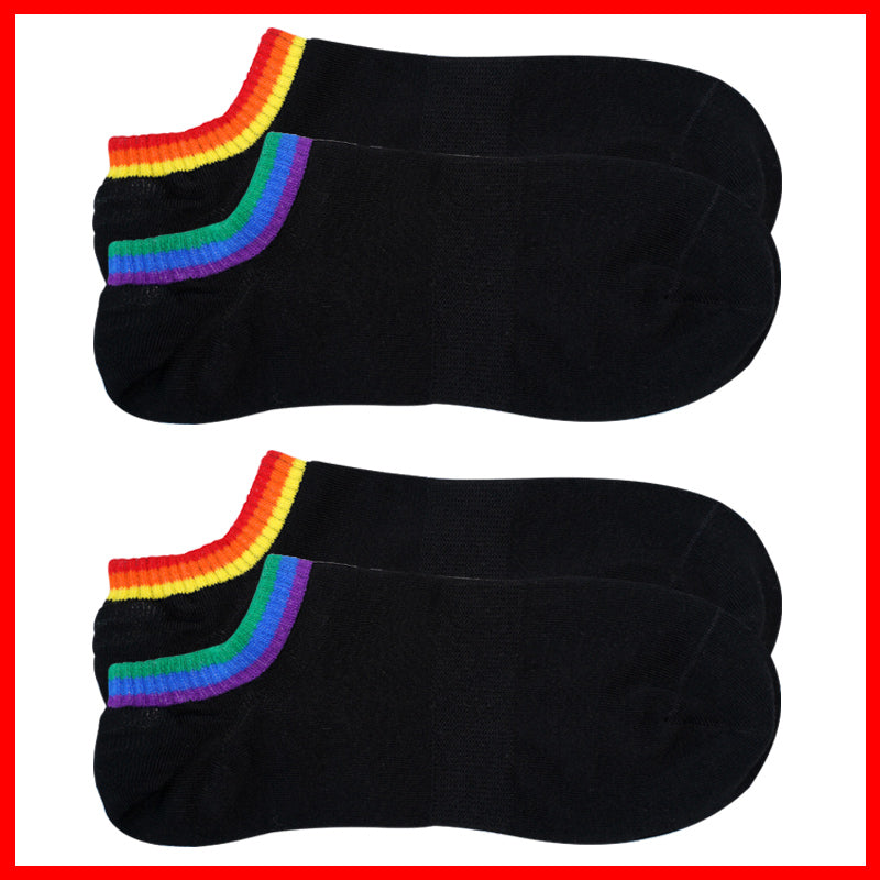 Men's Six-color Rainbow Left And Right Feet Thin Style Fitness Boat Socks