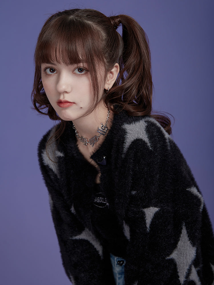 Milk Cool Silver And Black Star Mink Velvet Sling Jacket
