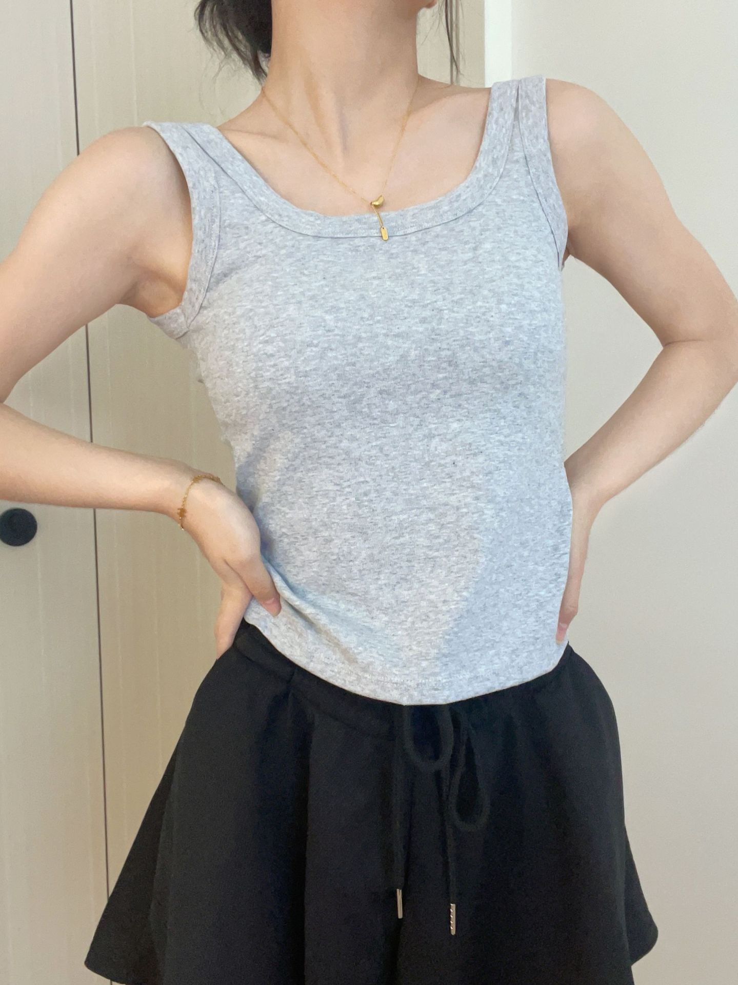 Cotton Vest Summer With Chest Pad Fixed Cup Versatile Inner Match