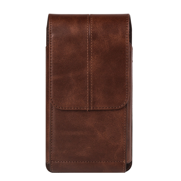 Vertical Smart Phone Accessory Waist Bag Buckle Leather Belt Leather Case Card Slot Multi-functional Trend