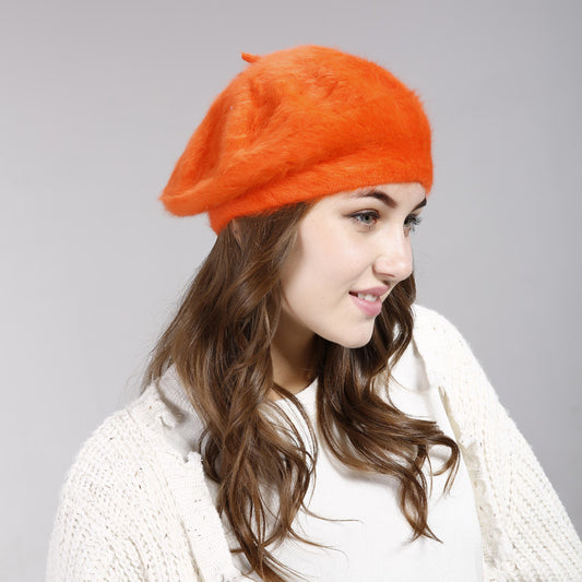 Women's Solid Color Wool Bud Sweater Painter Hat