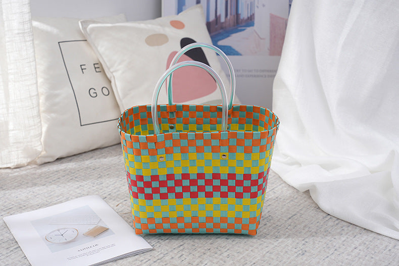 Women's Fashion Diagonal Basket Woven Bag