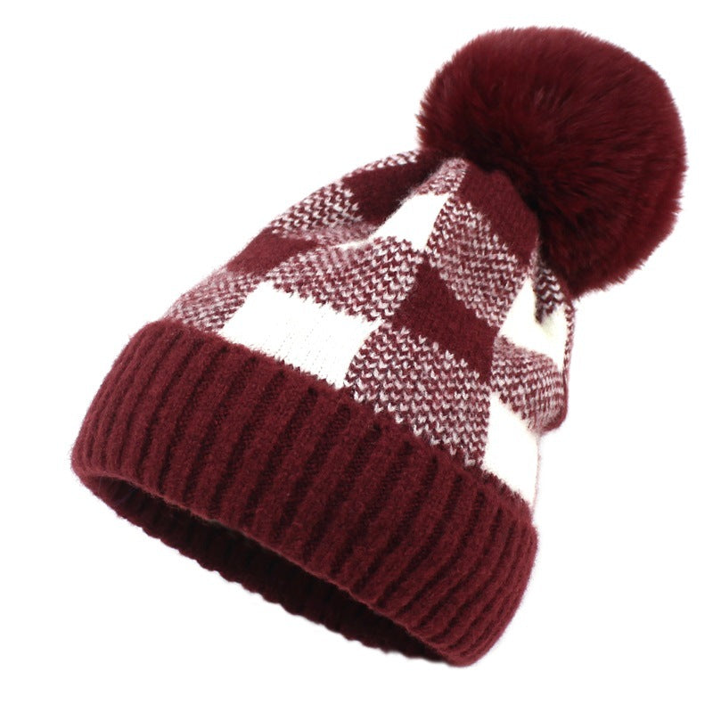Women's Warm Hat Retro Plaid Wool