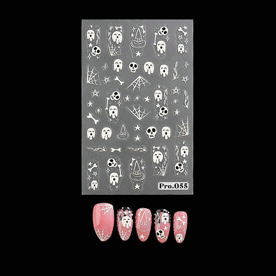 Wansheng Cartoon Cute Ghost Skull Spider Web Nail Back Glue