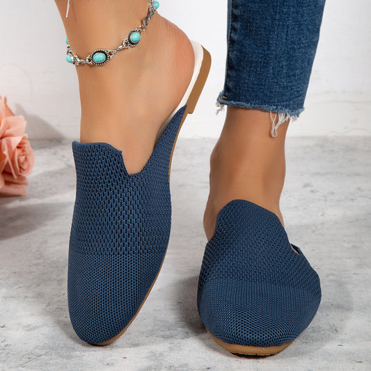 Meshsandaler Sommer Rund Tå Slip-on Flade Hjemmesko Casual Loafers