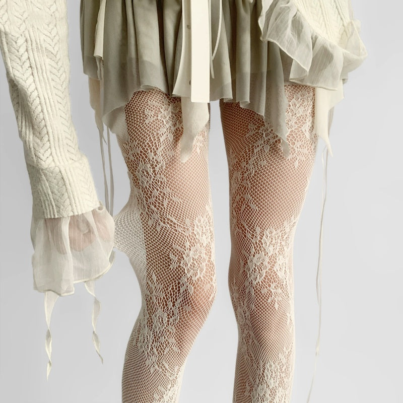 Retro Hollow Flower Mesh Hot Girl Jacquard Mesh Stockings