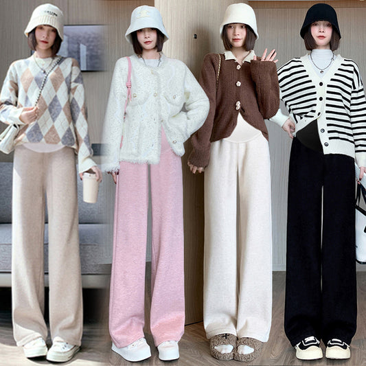Women's Fashion Draped Padded Straight Wide Leg Pants